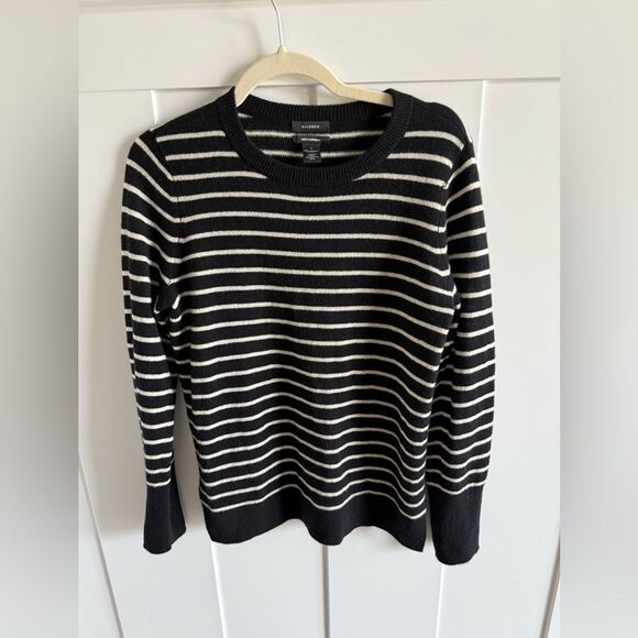 Halogen Cashmere Black & White Stripe Sweater - Picture 2 of 10
